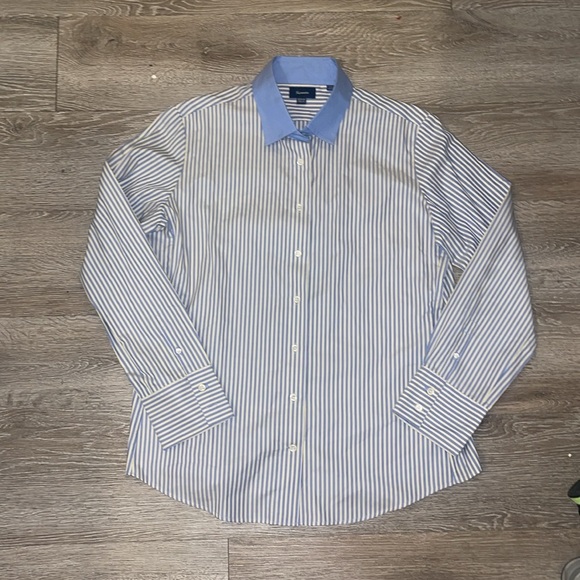 Faconnable France Long Sleeve Cotton Button Down Shirt size 16 blue and yellow - Picture 10 of 10